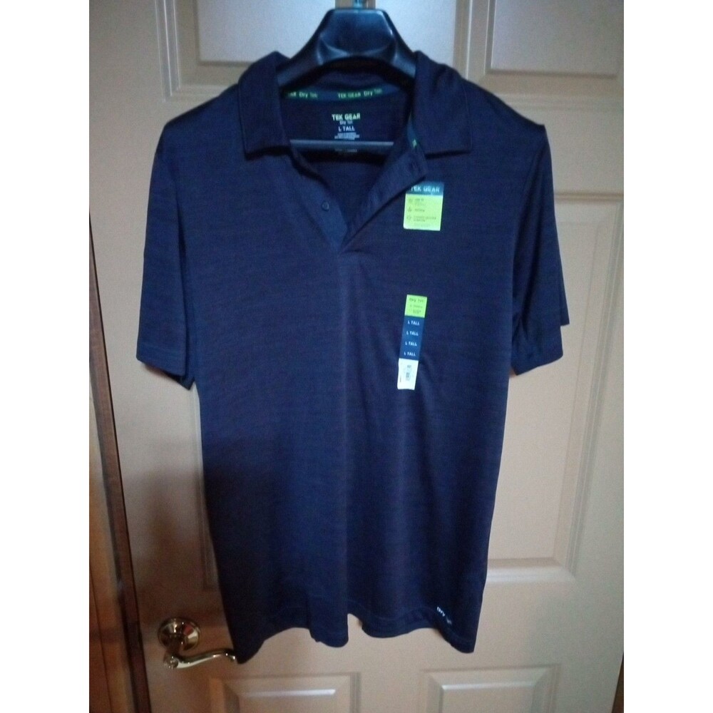 Tek Gear  ASH Black Short Sleeve Polo Shirt Size LT NWT
